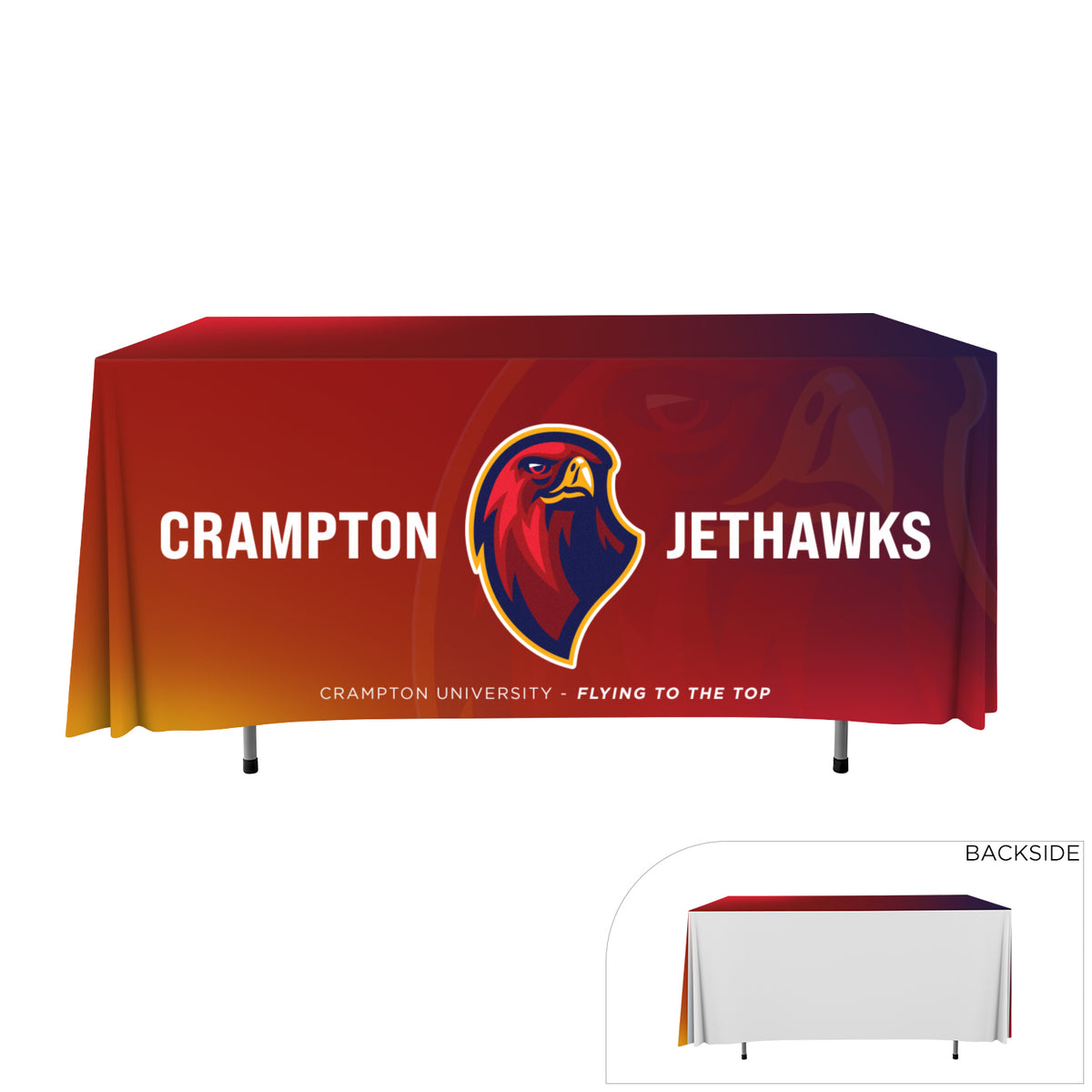 TTP-43 | 4' W - Polyester Table Throw (Three Side Imprint)