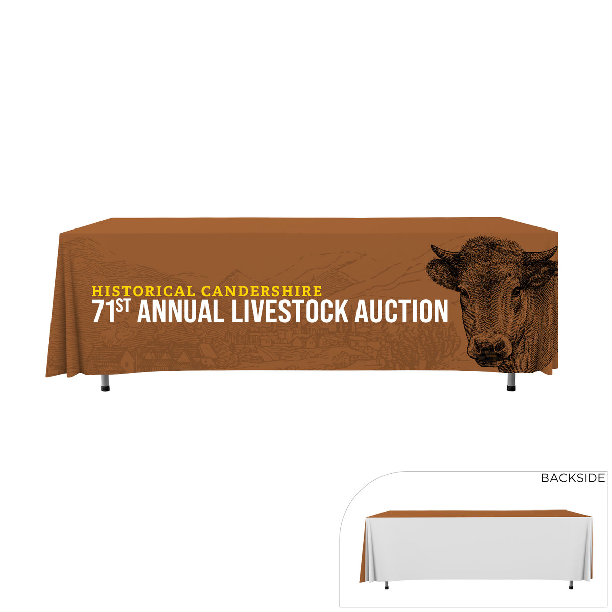 TTP-83 | 8' W - Polyester Table Throw (Three Side Imprint)