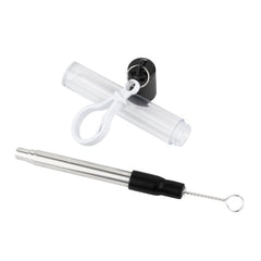 IDP-STRAW2-1 | Retractable Metal Straw with Cleaner (1 Color Imprint)