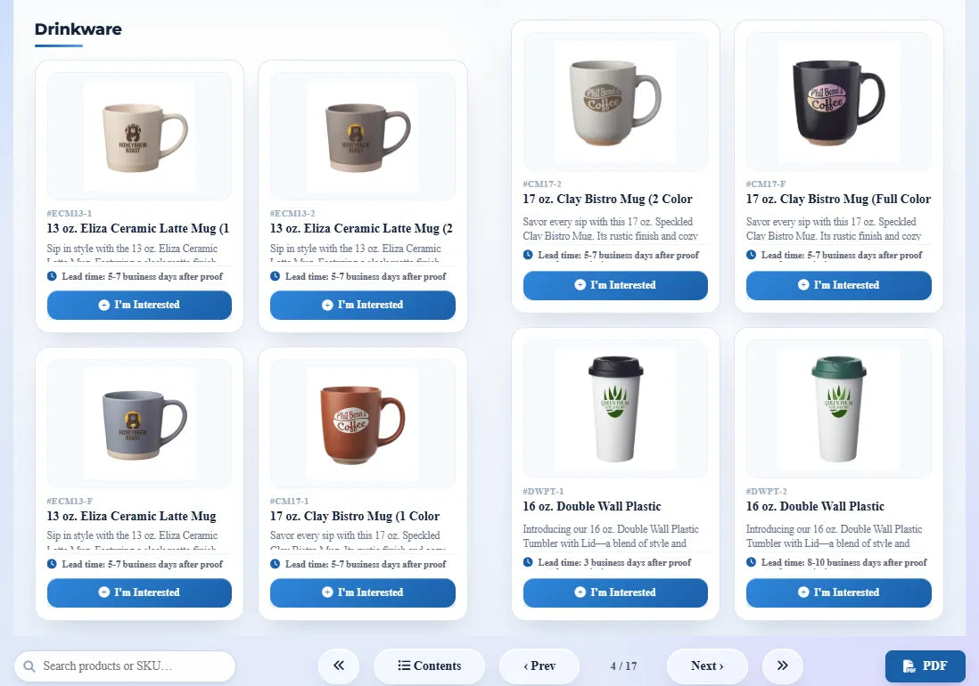A catalog being built in Catalog Builder